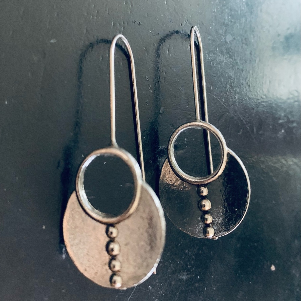 Silvertone BOHO long fishhook earrings.